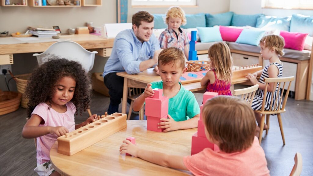 Children in Montessori Classroom